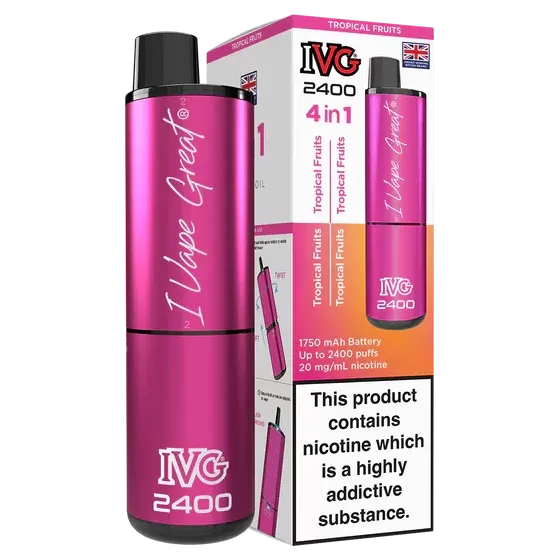 IVG 2400 Rechargeable Vape Tropical Fruits - Strength#20mg