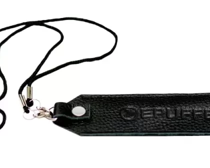 BLACK GENUINE LEATHER LANYARD Travel Pouch