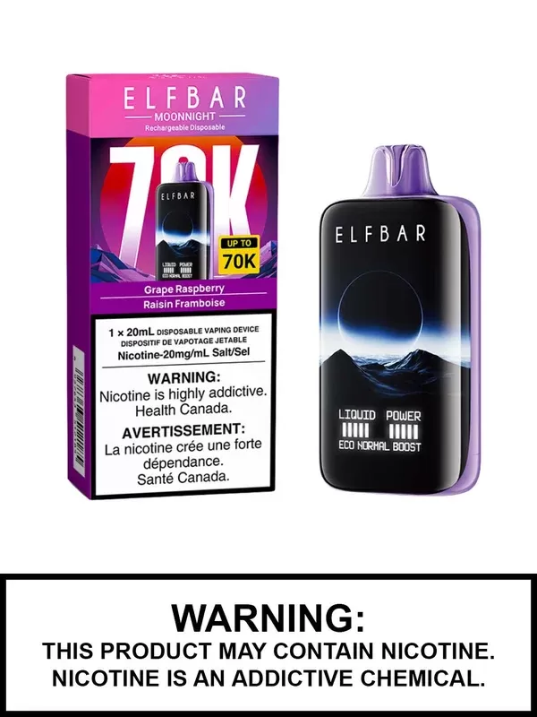 Grape Raspberry Elf Bar MoonNight 70K Disposable Vape