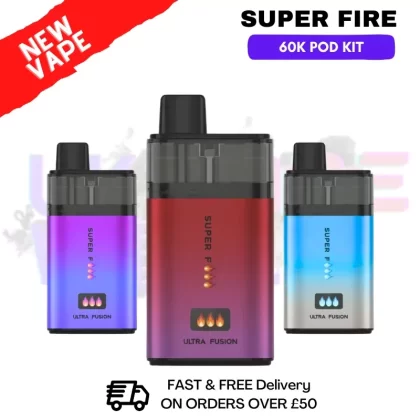 SuperFire 60K Ultra Fusion 60000 Puff Bar Twist Pod Kit – £10.99