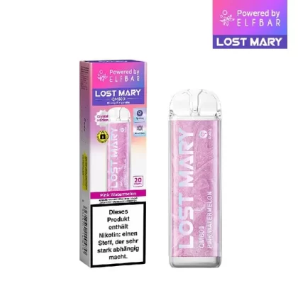 Elfbar Lost Mary QM600 – Pink Watermelon - Nikotin-Benzoat / Aromen / Propylenglykol / pflanzliches Glycerin / 20mg/ml / ca. 600 / 360 mAh