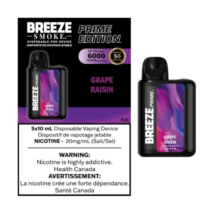Breeze Prime Edition Disposable Vape – 6000 Puffs – Grape - Eliquidsupply