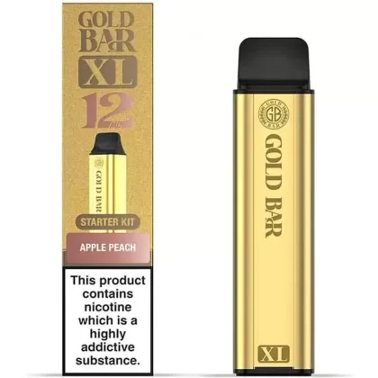 Gold Bar XL Prefilled Pod Kit - Flavour#Apple Peach>Banana Ice>Berry Blast>Blue Raspberry>Blueberry Sour Raspberry>Cherry Fizz>Cola Freeze>Hawaiian Sunrise>Lemon Lime>Oasis>Pineapple Ice>Ras (102F4F)