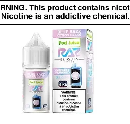 BLUE RAZZ COTTON CLOUDS BY POD JUICE SALTS X RAZ 30ML - Vapejuice