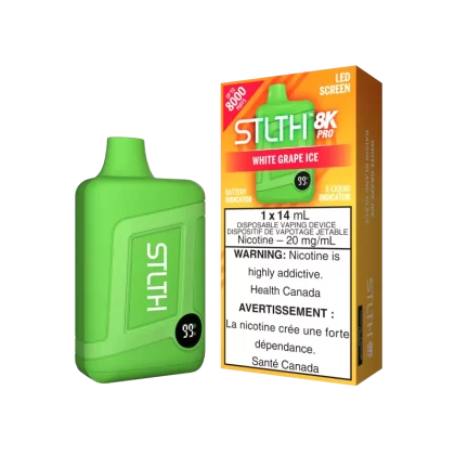 STLTH 8K PRO - White Grape Ice - 20 mg/mL (wholeseller) - Excise ON, 20 mg/mL (wholeseller) - Excise AB