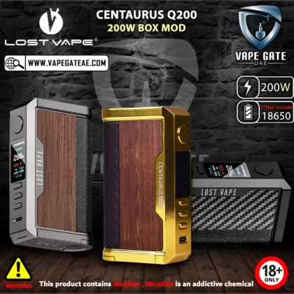 LOST VAPE CENTAURUS Q200 200W BOX MOD - SS / Teak Wood