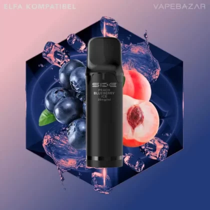 SKE Crystal 800 Pro Pods – Peach Blueberry Ice (2er Pack) - SKE Crystal / Propylenglykol / Aromastoffe / Nikotin / Glycerin / ca. 1600 insgesamt