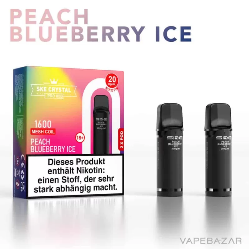 SKE Crystal 800 Pro Pods – Peach Blueberry Ice (2er Pack) - SKE Crystal / Propylenglykol / Aromastoffe / Nikotin / Glycerin / ca. 1600 insgesamt - Image 2
