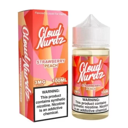 Cloud Nurdz Strawberry Peach Synthetic Nicotine 100ml E-Juice