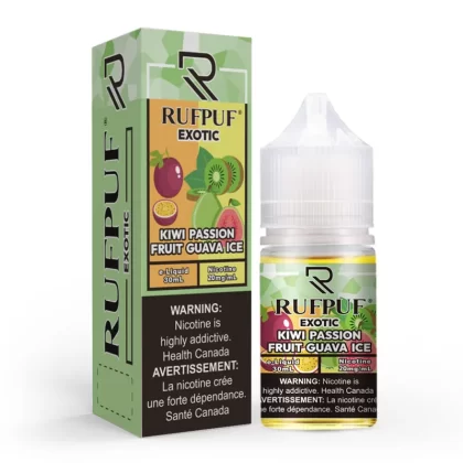 RufPuf Exotic Kiwi Passion Fruit Guava Ice Nic Salt – 30ml - Vapebazaar Pk