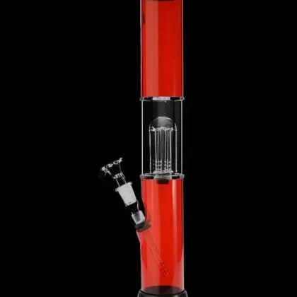 Acrylic Straight Bong with Glass Tree Perc Downstem - choose color#Blue>Green>Ice Blue>Orange>Purple>Red>White>Yellow Neon>Green Neon>Teal