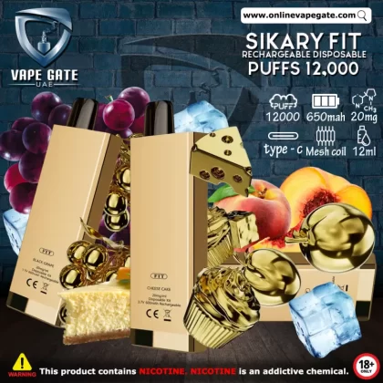 Sikary Fit Rechargeable Disposable Vape (12,000 Puffs) - Grape Ice / 20 mg