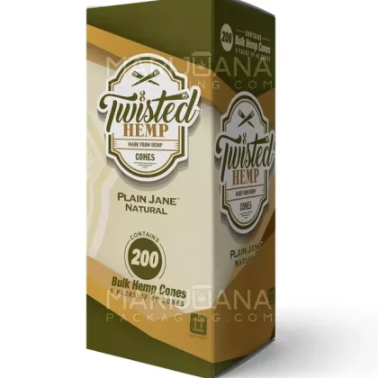 TWISTED HEMP | King Size Bulk Hemp Pre-Rolled Cones | 109mm – Plain Jane – 200 Count