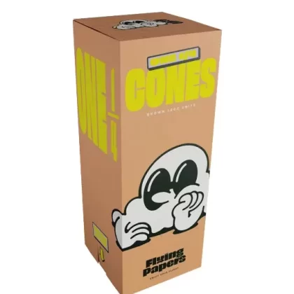 FLYING PAPERS | Classic 1 1/4 Size Pre-Rolled Cones | 84mm – Organic Brown Paper – 1200 Count