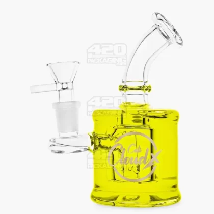 Glycerin Filled Mini Straight Water Pipe w/ Ice Catcher | 6in Long – 14mm Bowl – Yellow
