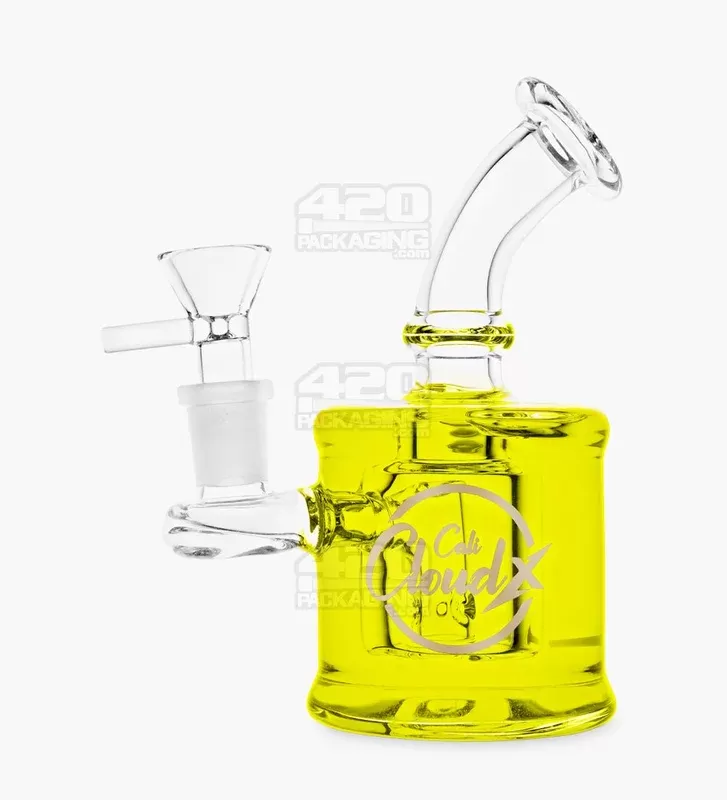 Glycerin Filled Mini Straight Water Pipe w/ Ice Catcher | 6in Long – 14mm Bowl – Yellow