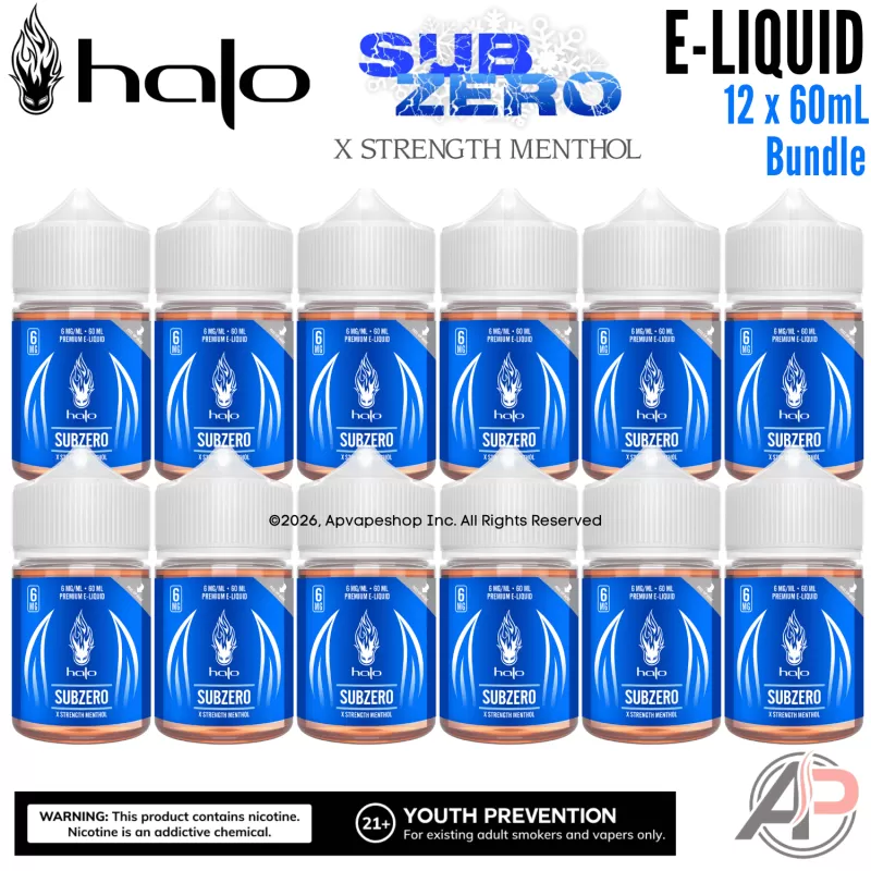 Halo SubZero X Strength Menthol E-Liquid 60mL 12 Bottle Bundle Box - Image 2