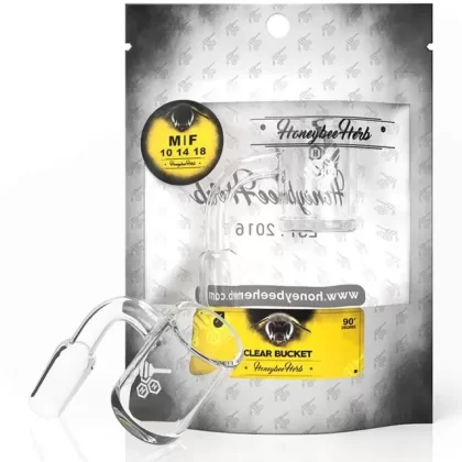 Honeybee Herb White Line 90° Clear Bucket Quartz Banger