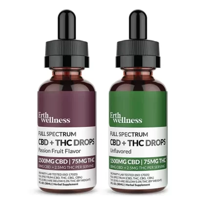 Erth Wellness | CBD + THC Drops 1500mg – 6000mg - Strength#1500mg>3000mg>6000mg~Flavor#Passion Fruit>Unflavored