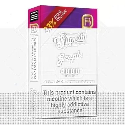 Superb NanoStix Pods- Graple 4000puff 1.7%/ 4pack