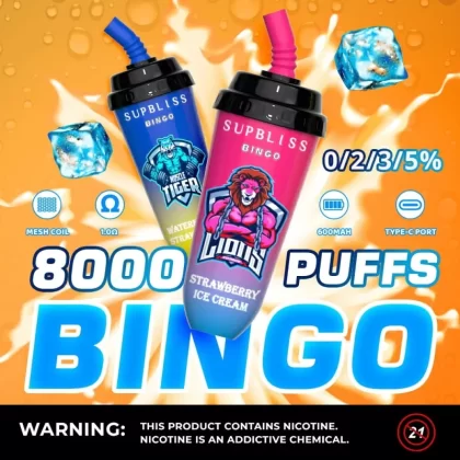FUMOT RandM Supbliss Bingo 8000 Puffs | 0%-5% strength, bulk disposable vape - Aiviouvapes
