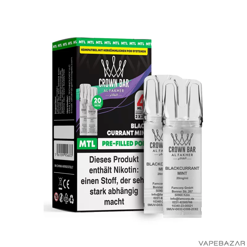 Al Fakher Pods Crown Bar 600 – MTL 20mg – Blackcurrant Mint - Minze / Schwarze Johannisbeere - Image 2