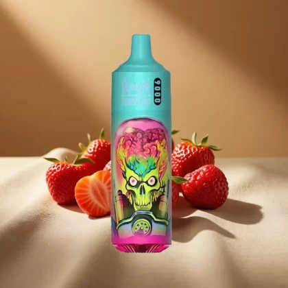RandM Tornado 9000 Puffs Rechargeable Mesh Coil RGB Display Strawberry Raspberry