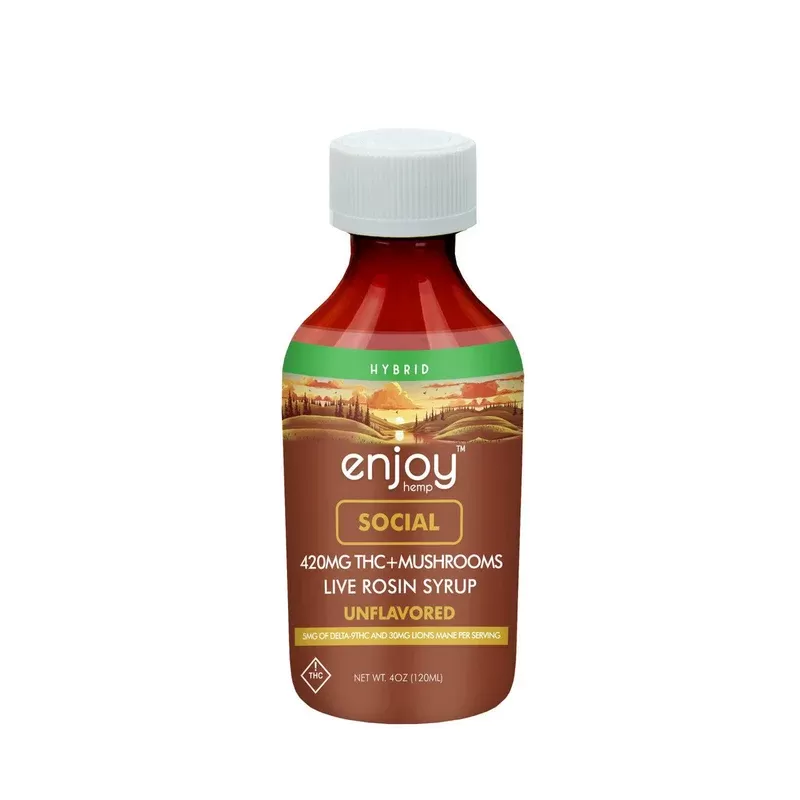 Enjoy Hemp 420mg Social THC + Mushrooms Live Rosin Syrup – Unflavored (Hybrid)