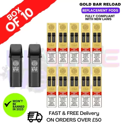 Gold Bar Reload Replacement Pods Box of 10
