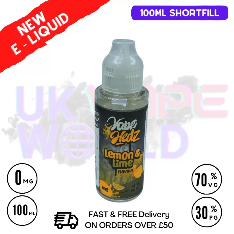 Lemon Lime Vape Hedz 100ml Shortfill Eliquid