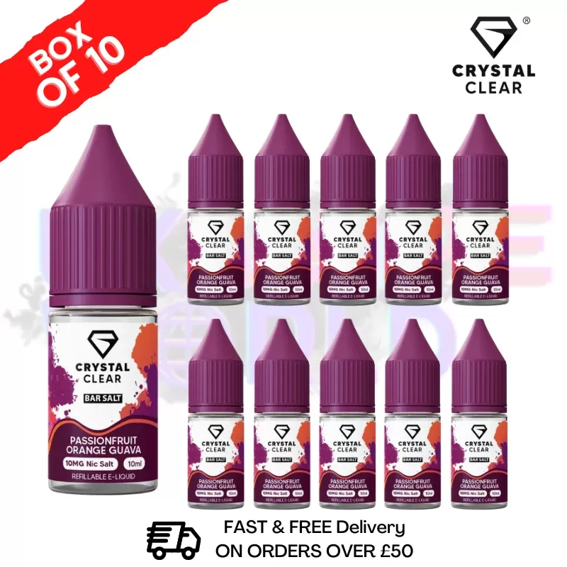 Passionfruit Orange Guava Crystal Clear Nic Salt Box Of 10 – Only £17.99