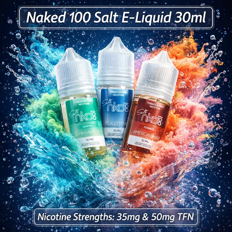 Naked 100 SALT Premium E-Liquid 30ml - Strawberry Pom / 35mg - Vapeciga