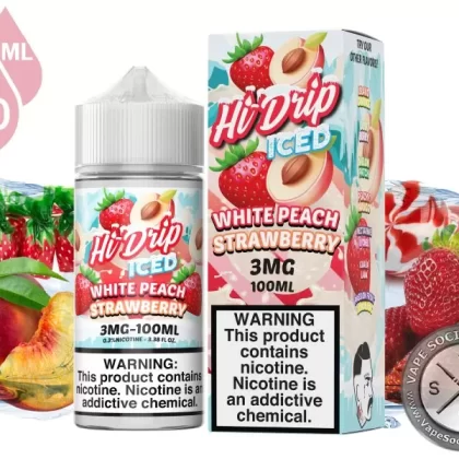 White Peach Strawberry Iced By Hi Drip E-Liquids 100ml