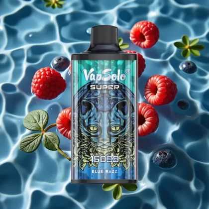 Vapsolo Super 15000 Puffs Blue Razz Disposable Vape – 40ml E-Liquid, 850mAh Mesh Coil, Type-C - Bangvapeaustralia