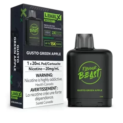 LEVEL X FLAVOUR BEAST BOOST POD 20ML – GUSTO GREEN APPLE