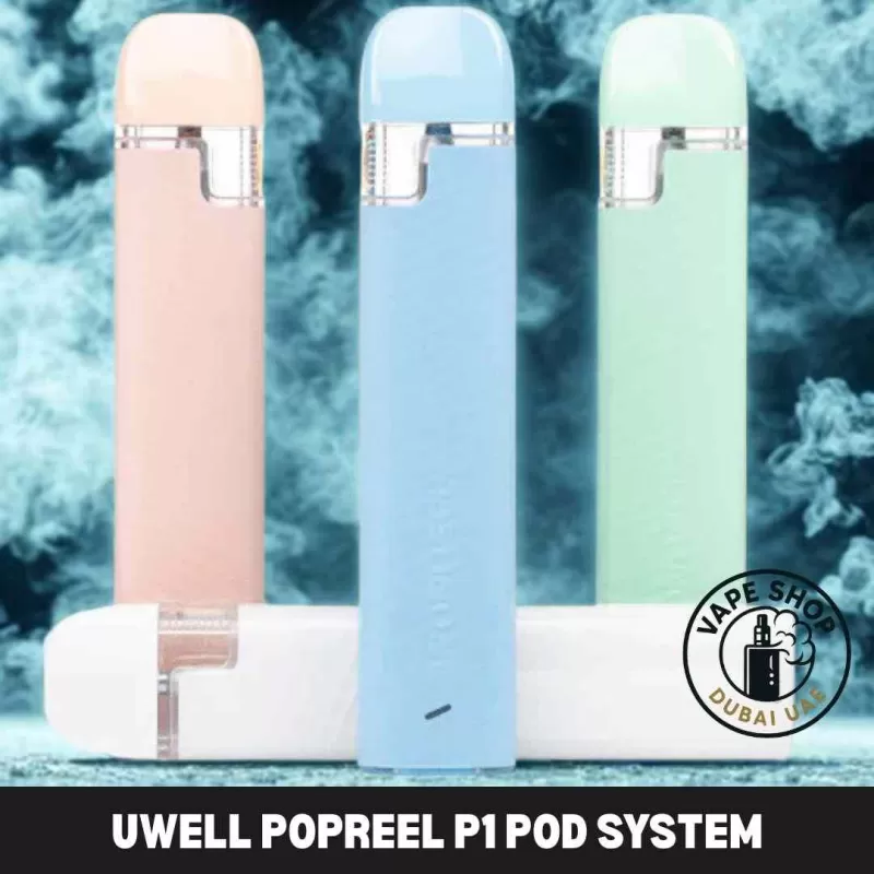 Uwell Popreel P1 Pod System Kit 400mAh 13W in Dubai - Apple Green, Apricot Beige (3900FD)