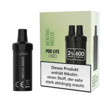 Linvo Pod Lite Cartridge – Menthol Breeze – 2er Pack - Linvo Pod Lite / Menthol / Propylenglykol / pflanzliches Glycerin / Aromastoffe / Nikotin / ca. 600 / 20mg/ml