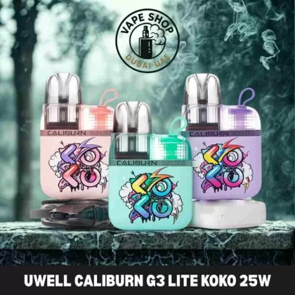 Uwell Caliburn G3 Lite Koko 25W buy in Dubai UAE - Basalt Grey, Graffiti Cyan (83E35A)