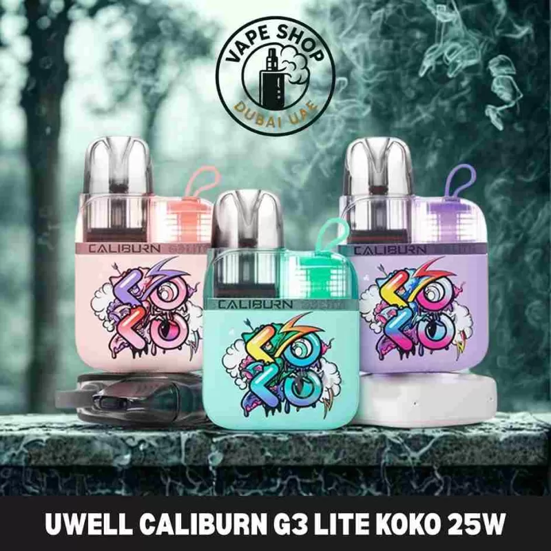 Uwell Caliburn G3 Lite Koko 25W buy in Dubai UAE - Basalt Grey, Graffiti Cyan (83E35A)