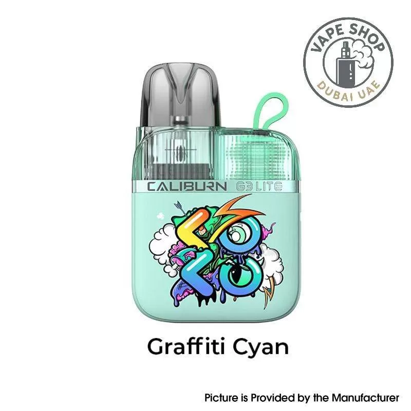 Uwell Caliburn G3 Lite Koko 25W buy in Dubai UAE - Basalt Grey, Graffiti Cyan (83E35A) - Image 3
