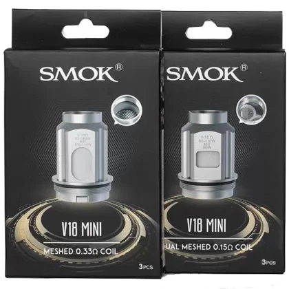 SMOK TFV18 Mini Coils - 3 Pack; 0.15 Ohm Dual Mesh, 0.2 Ohm Mesh
