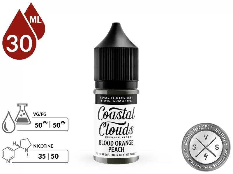 Blood Orange Peach Coastal Clouds Salt 30ml - Vape Product, Vape Product; NCDOR - Image 2