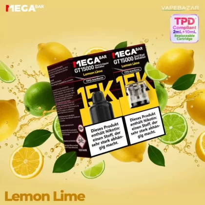 MEGABAR GT15000 Prefilled Pods – Lemon Lime (2+10ml)