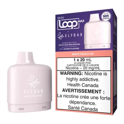 STLTH Loop Max X Elf Bar E-Liquid Pod Pack - White Peach Ice 20ml - 20mg/ml