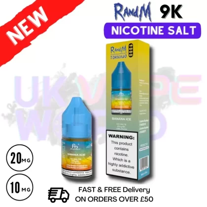 Banana ICE RandM Tornado 9000 Nic Salt 10ml eLiquid – £1.99