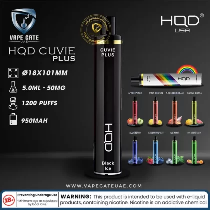 Buy 2 Get 1 Free- HQD Cuvie Plus Disposable1200 Puffs - Lush Ice