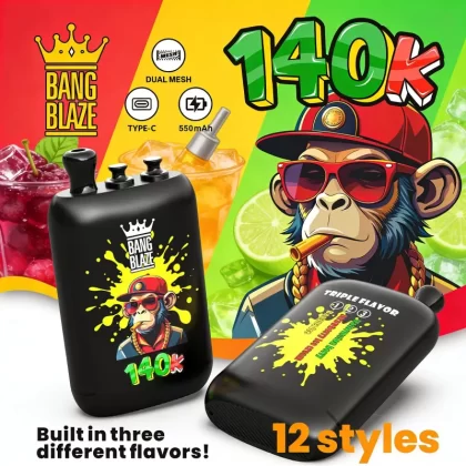 Bang Blaze 140000 140K Puffs 3 in 1 Flavors Original Rechargeable Disposable Vape - Vapeq10