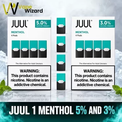 JUUL Menthol Pod 4pc/Pack Dubai - 1 Pack, 8 Pack/1 Box; Juul Menthol 3%, Juul Menthol 5% (48B687)