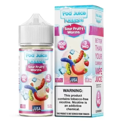 Sour Fruity Worms Freeze E-Liquid by Pod Juice - Size#100ml~Nicotine#3MG>6MG
