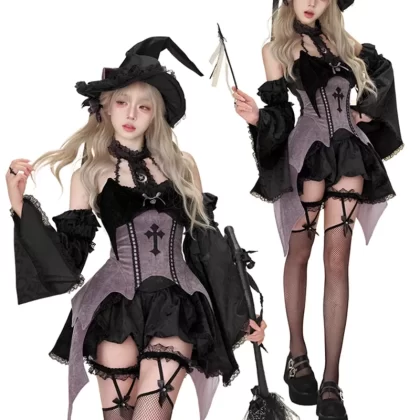 Gothic Witch Cosplay Costume - Dark Fantasy Outfit